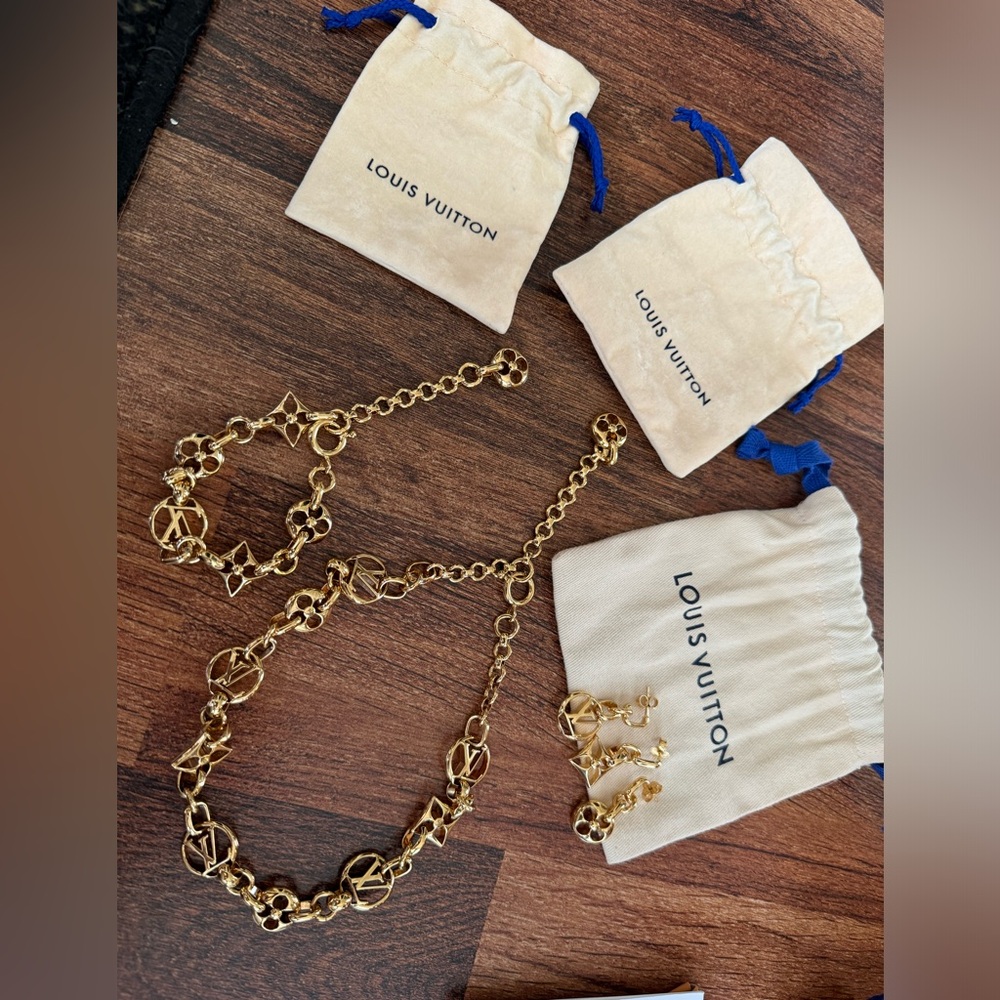 Louis Vuitton “crazy in lock” necklace, earrings, bracelet set